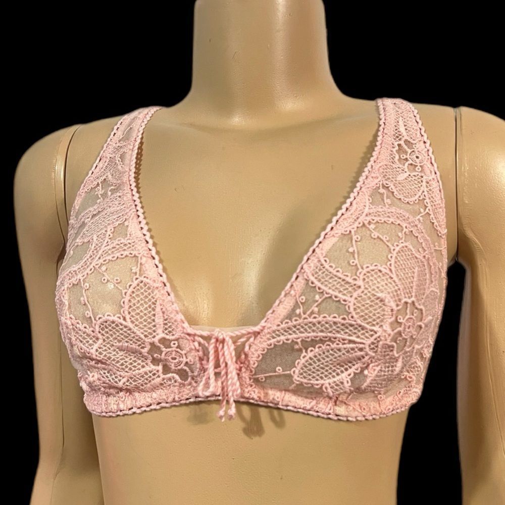 Victoria’s Secret Dream Angels crochet unlined bralette bra pink Medium - Picture 3 of 9